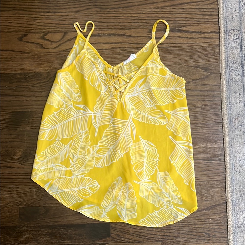 Sienna Sky Yellow Leaf Print Women's Top